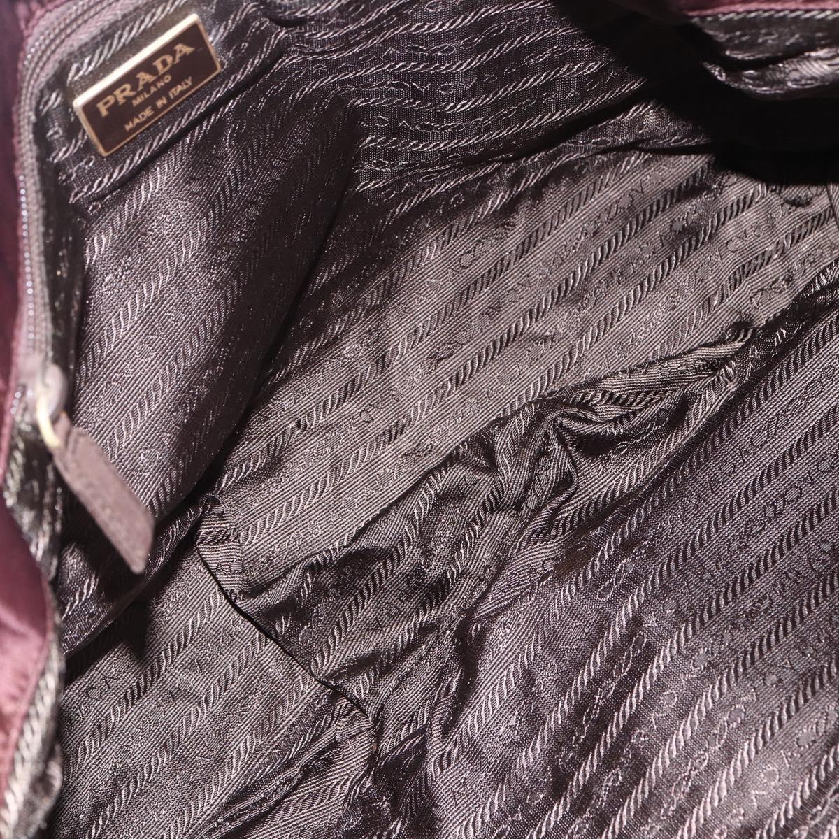 PRADA Chain Tote Bag Nylon Bordeaux Gold Auth ar13821