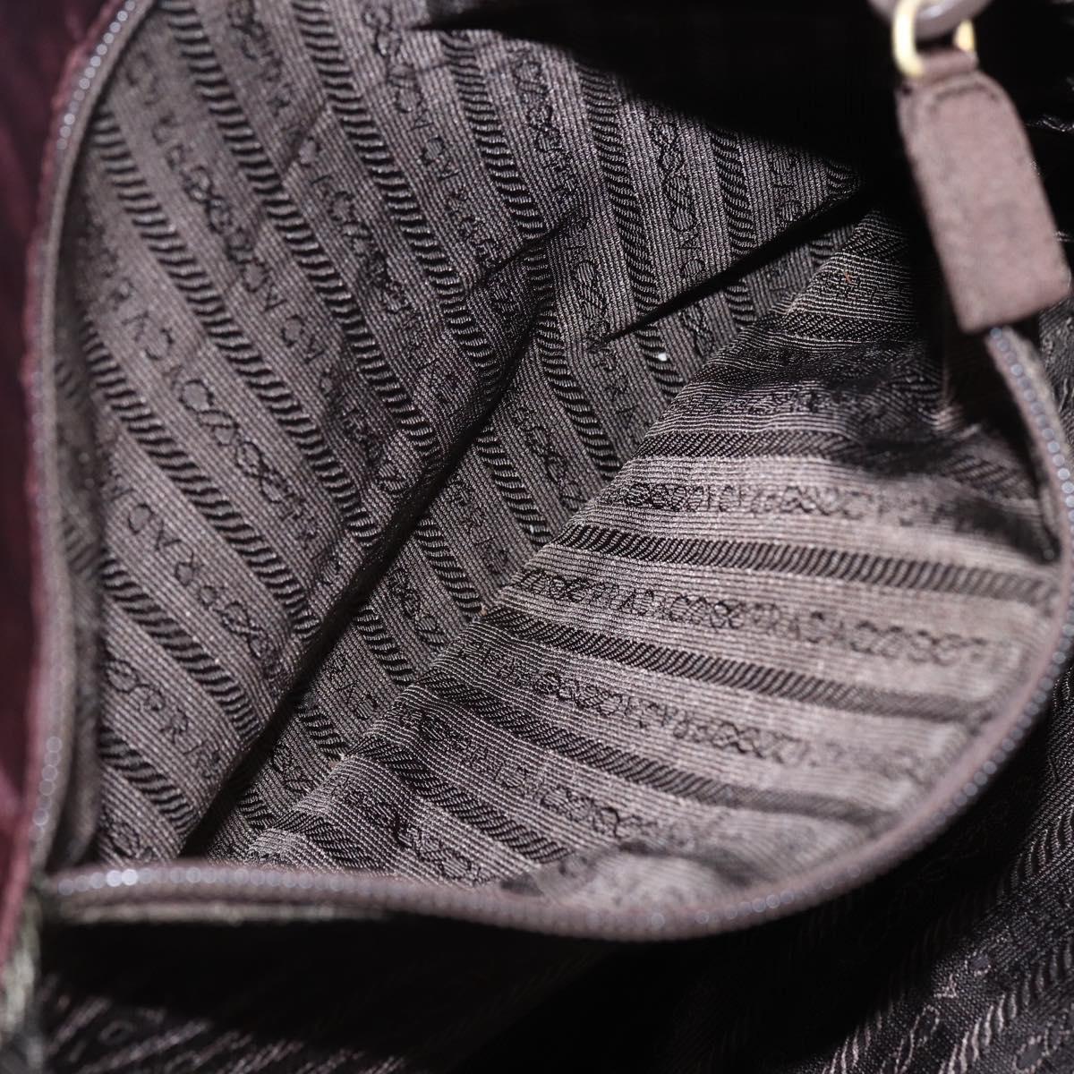 PRADA Chain Tote Bag Nylon Bordeaux Gold Auth ar13821