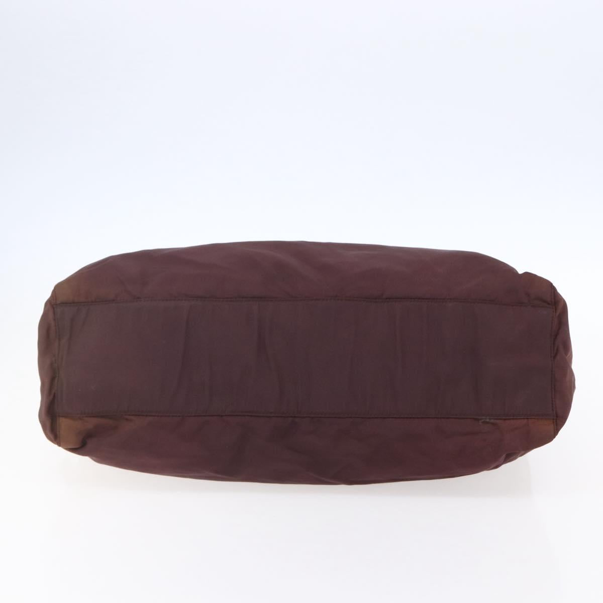 PRADA Chain Tote Bag Nylon Bordeaux Gold Auth ar13821