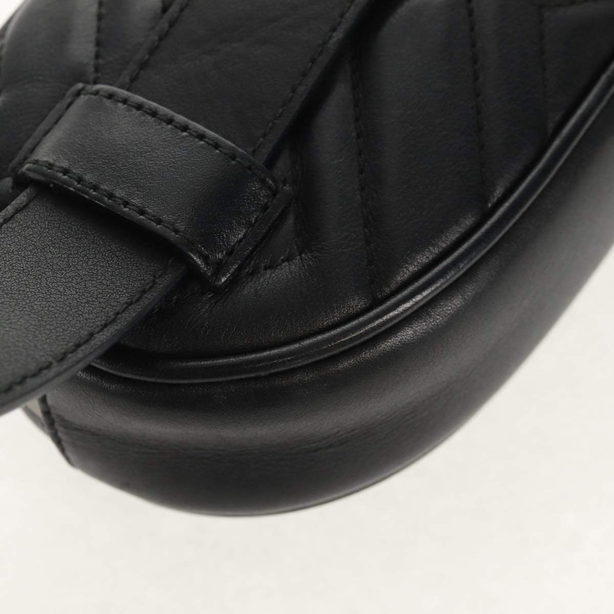 GUCCI GG Marmont Waist Bag Leather Black Gold 476434 Auth ar13822A