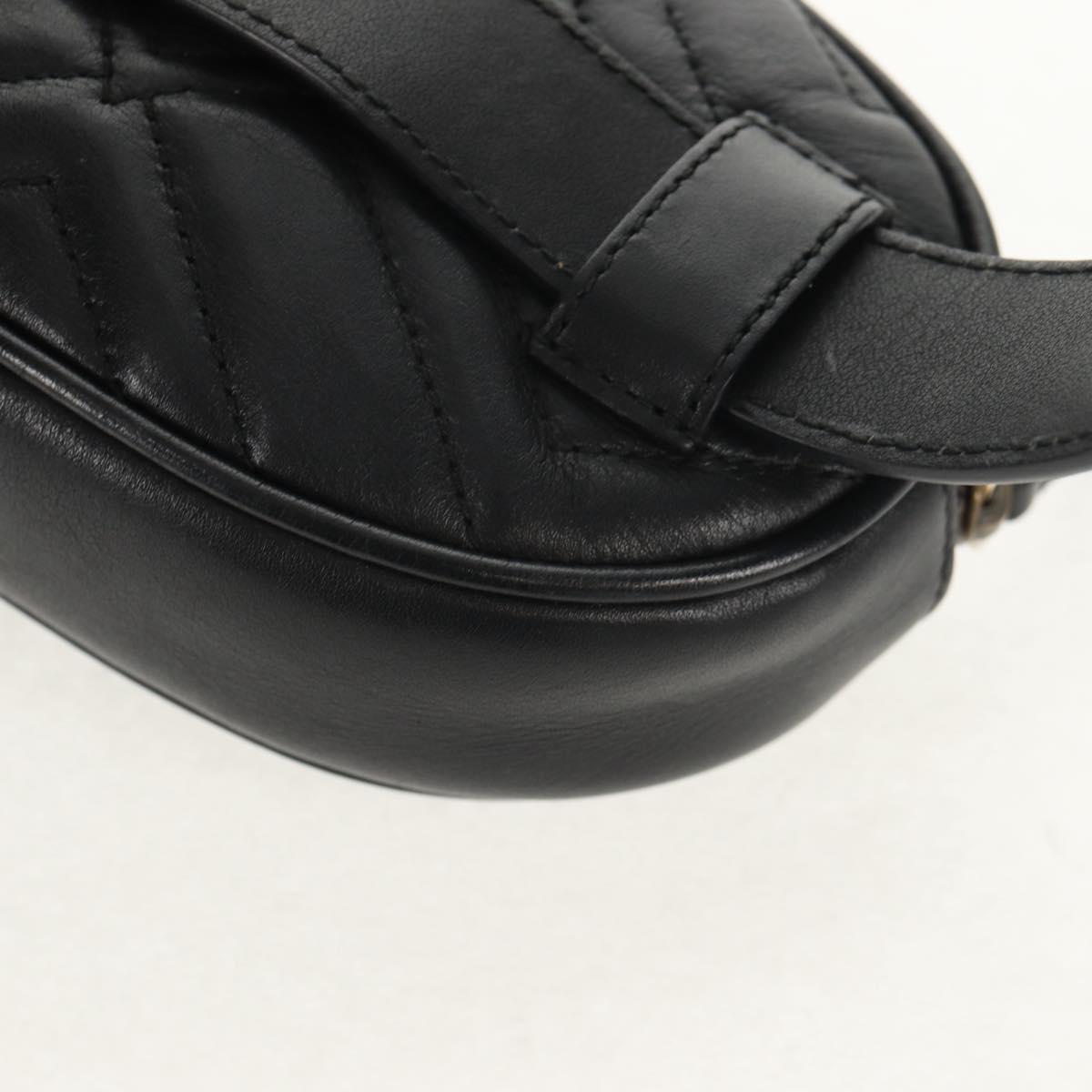 GUCCI GG Marmont Waist Bag Leather Black Gold 476434 Auth ar13822A