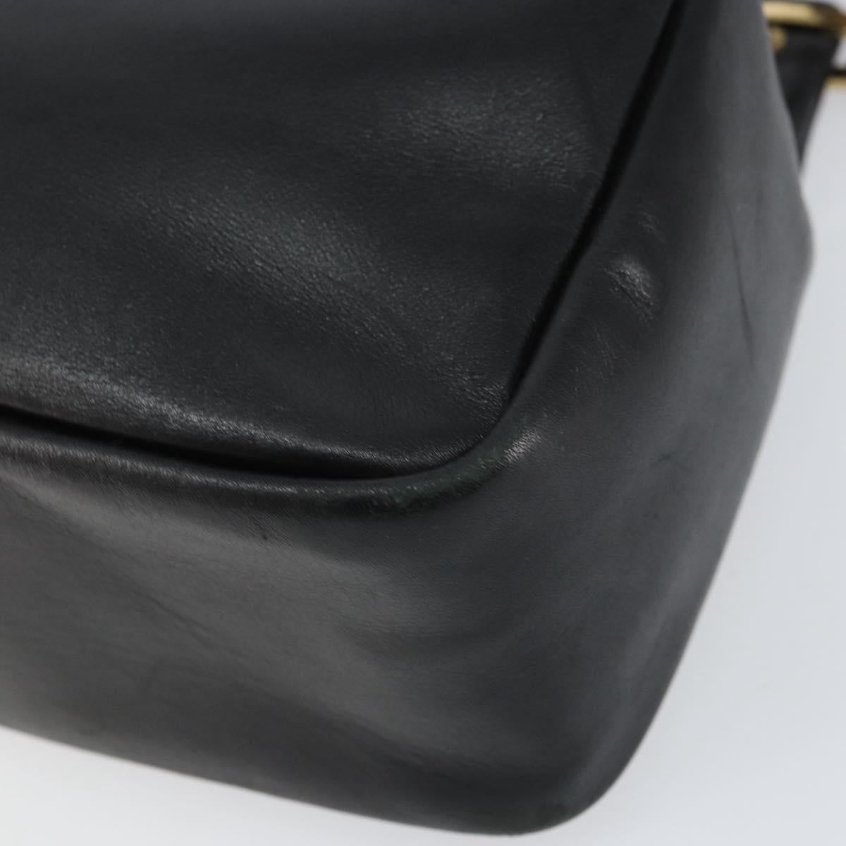 GUCCI Bamboo Hand Bag Leather Black Gold 000 2865 0575 Auth ar13837