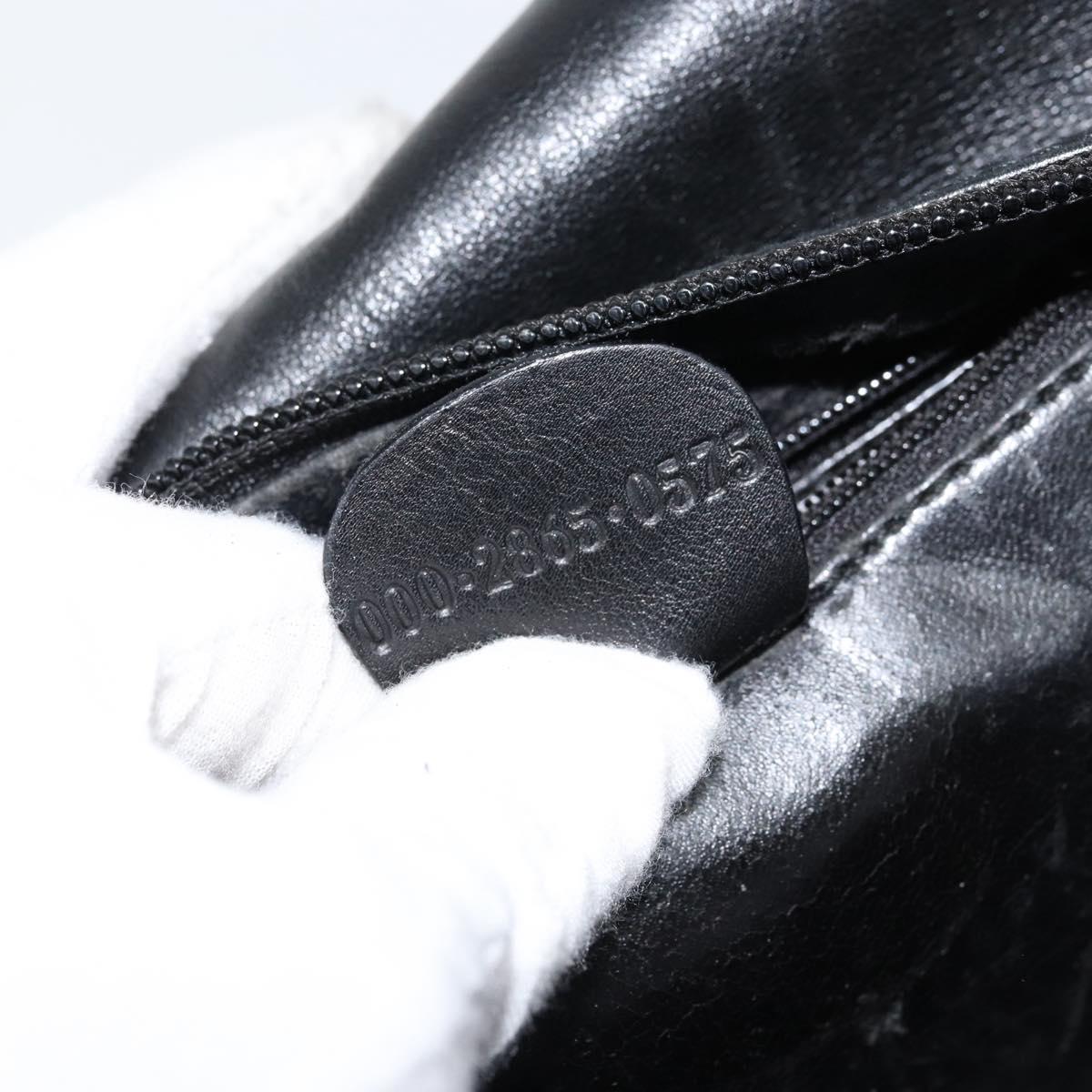 GUCCI Bamboo Hand Bag Leather Black Gold 000 2865 0575 Auth ar13837