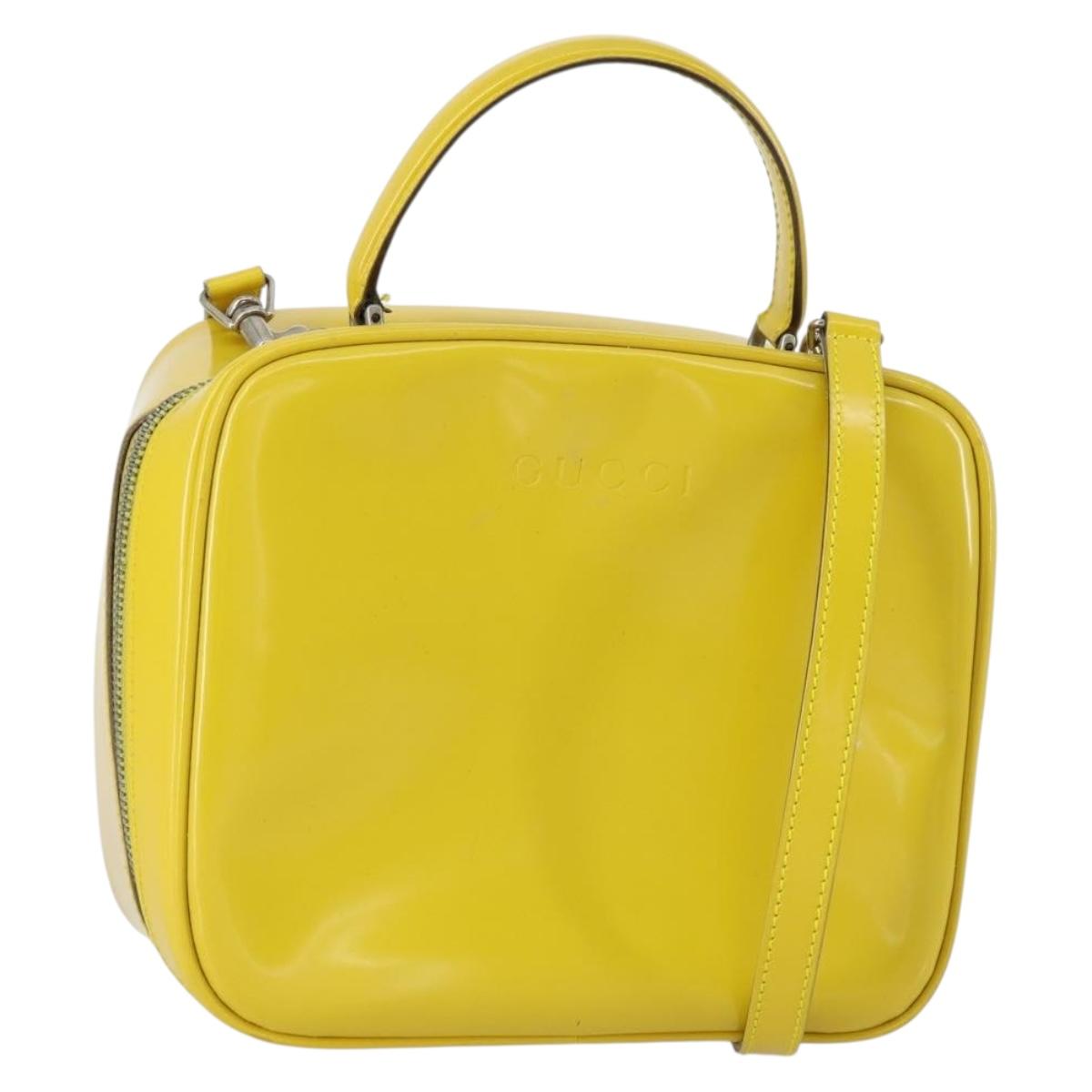 GUCCI Bamboo Hand Bag Enamel 2way Yellow Gold 000 270 0323 Auth ar13838