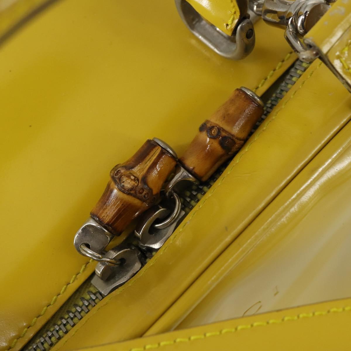 GUCCI Bamboo Hand Bag Enamel 2way Yellow Gold 000 270 0323 Auth ar13838