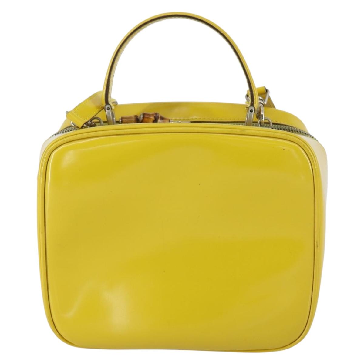 GUCCI Bamboo Hand Bag Enamel 2way Yellow Gold 000 270 0323 Auth ar13838
