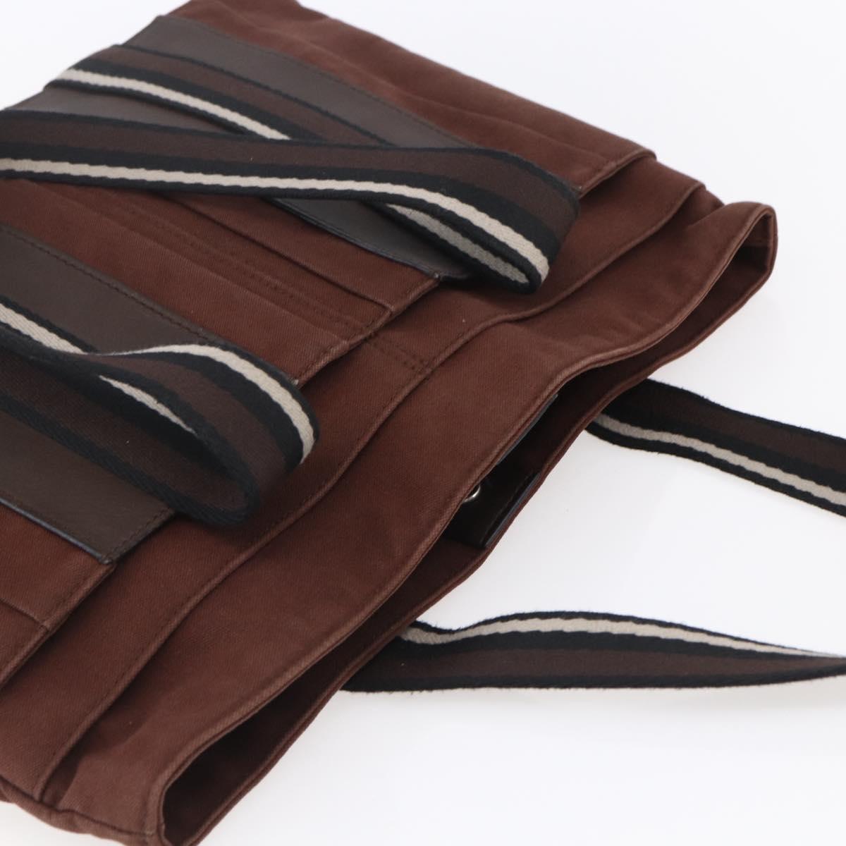 HERMES Trocha Horizontal Zonal MM Tote Bag Canvas Brown Silver Auth ar13839