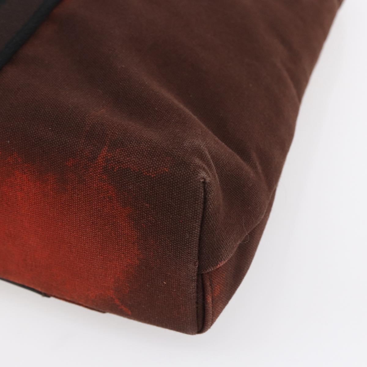 HERMES Trocha Horizontal Zonal MM Tote Bag Canvas Brown Silver Auth ar13840