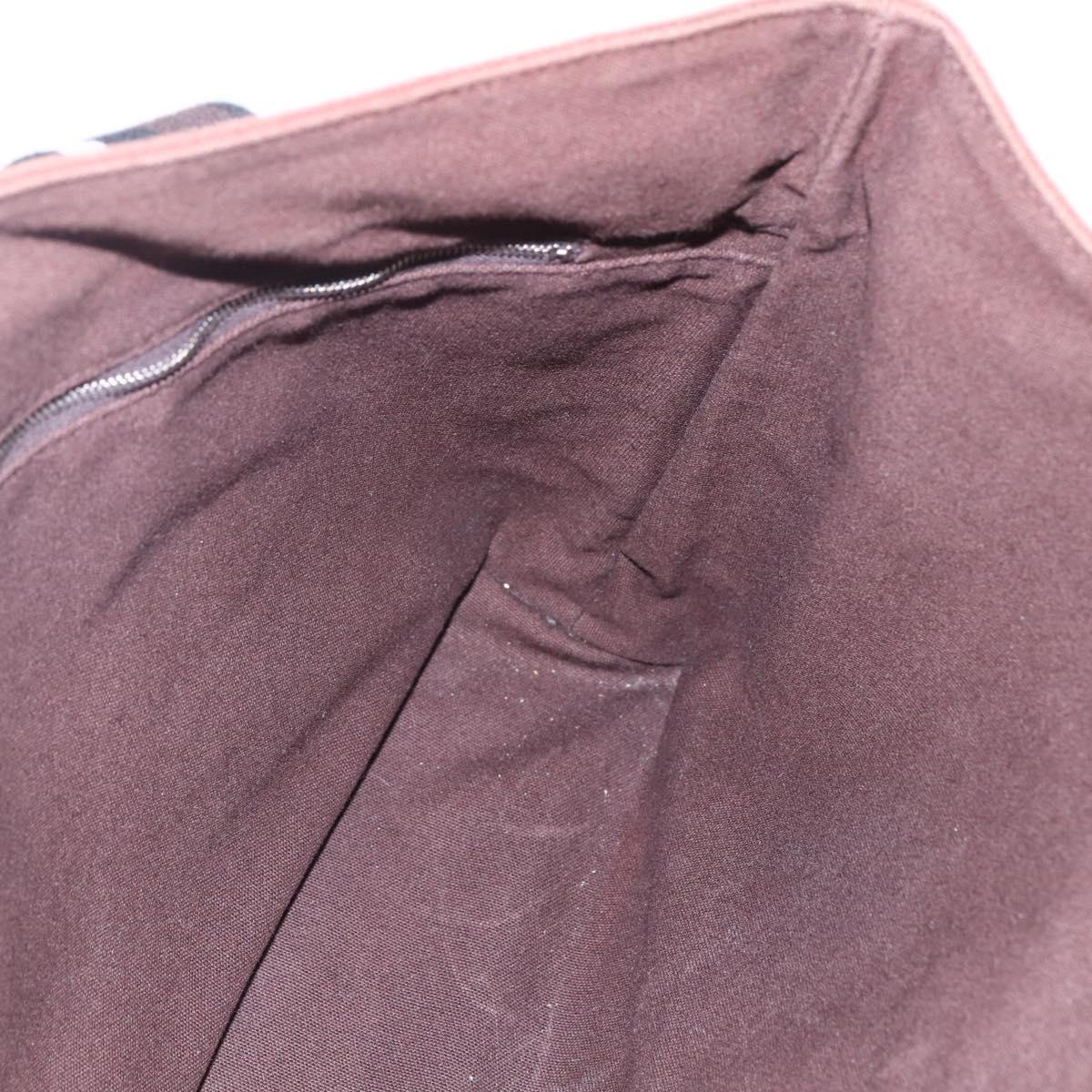 HERMES Trocha Horizontal Zonal MM Tote Bag Canvas Brown Silver Auth ar13840