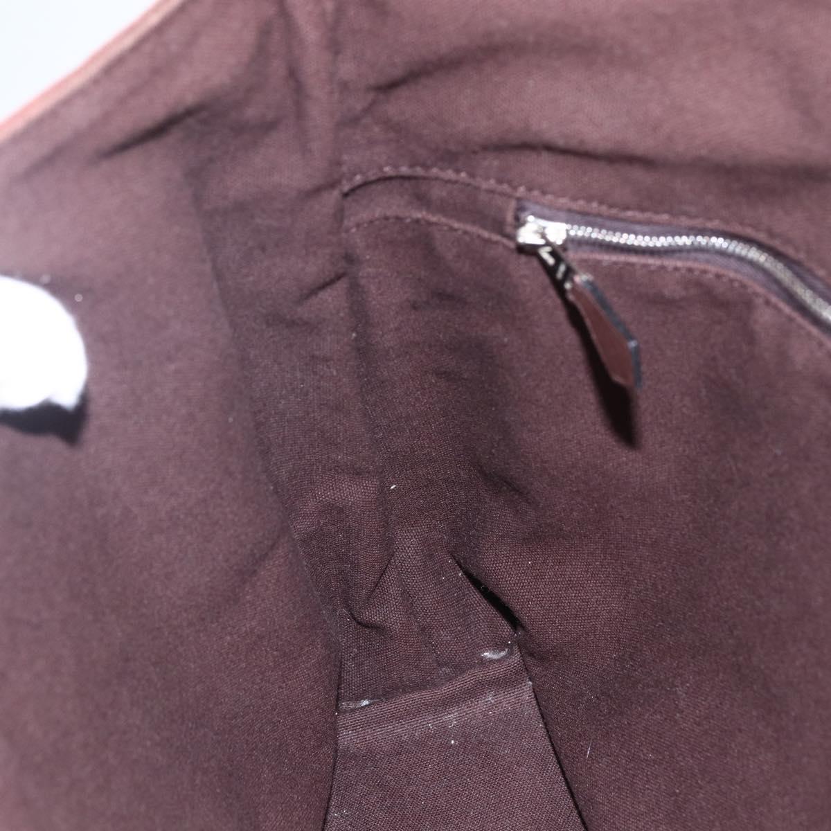 HERMES Trocha Horizontal Zonal MM Tote Bag Canvas Brown Silver Auth ar13840