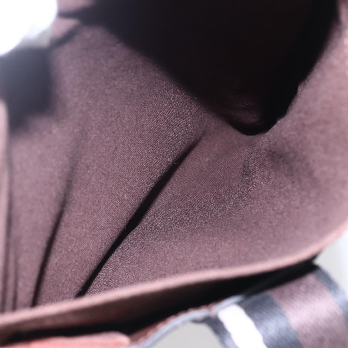 HERMES Trocha Horizontal Zonal MM Tote Bag Canvas Brown Silver Auth ar13840