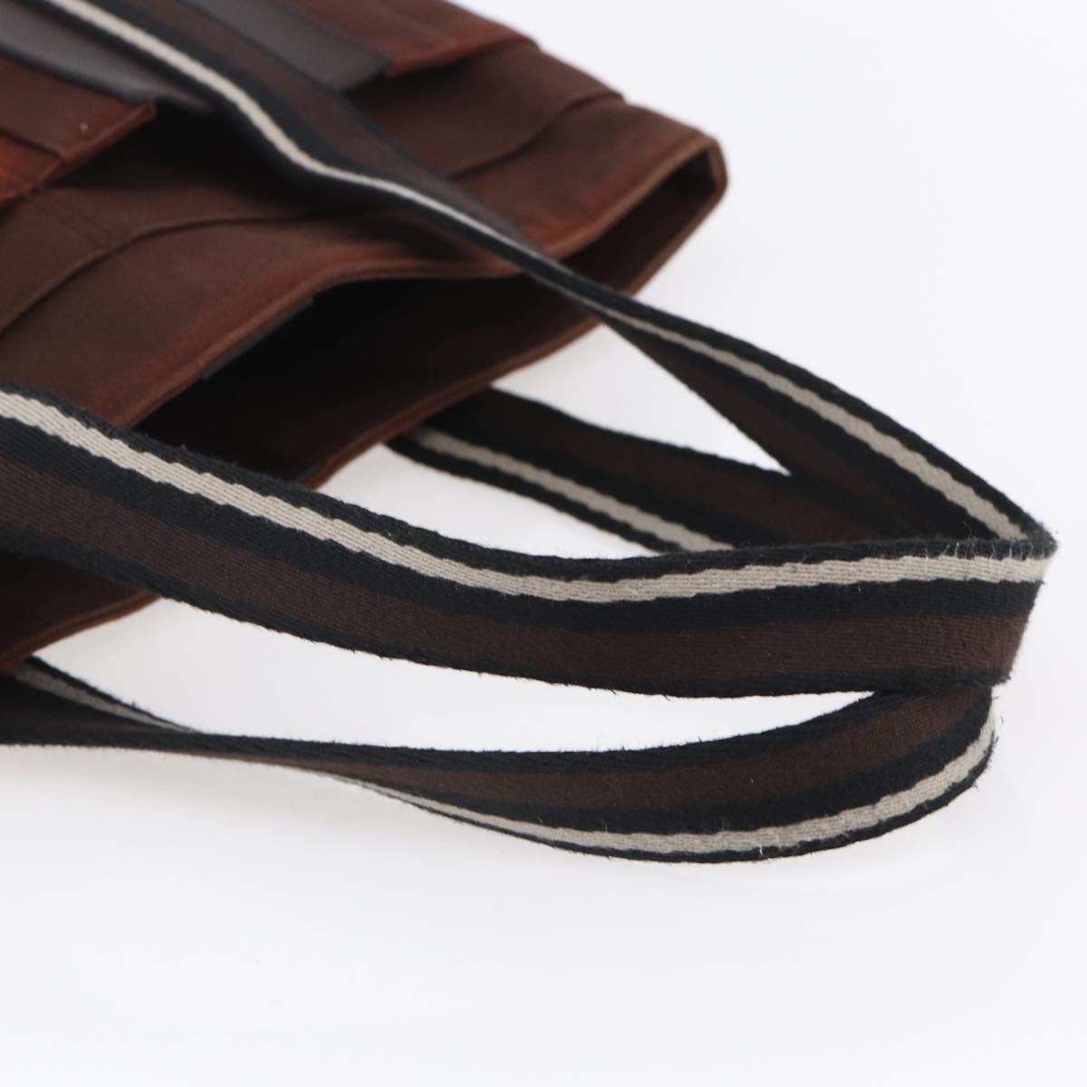 HERMES Trocha Horizontal Zonal MM Tote Bag Canvas Brown Silver Auth ar13840