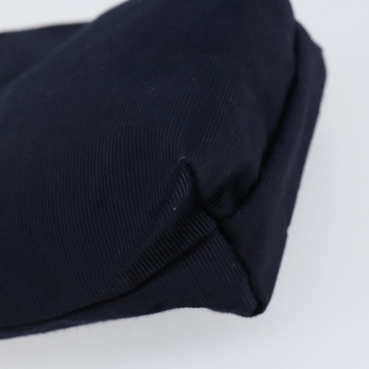 CELINE Circle Pouch Nylon Navy Gold Auth ar13841