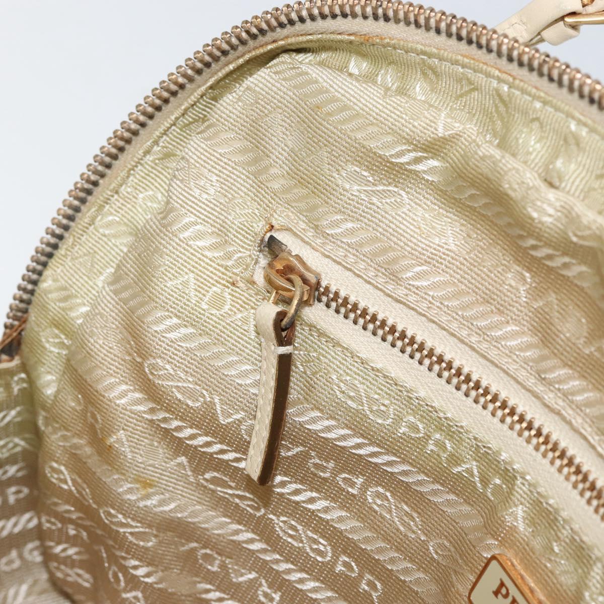 PRADA Hand Bag Nylon Beige Gold Auth ar13842