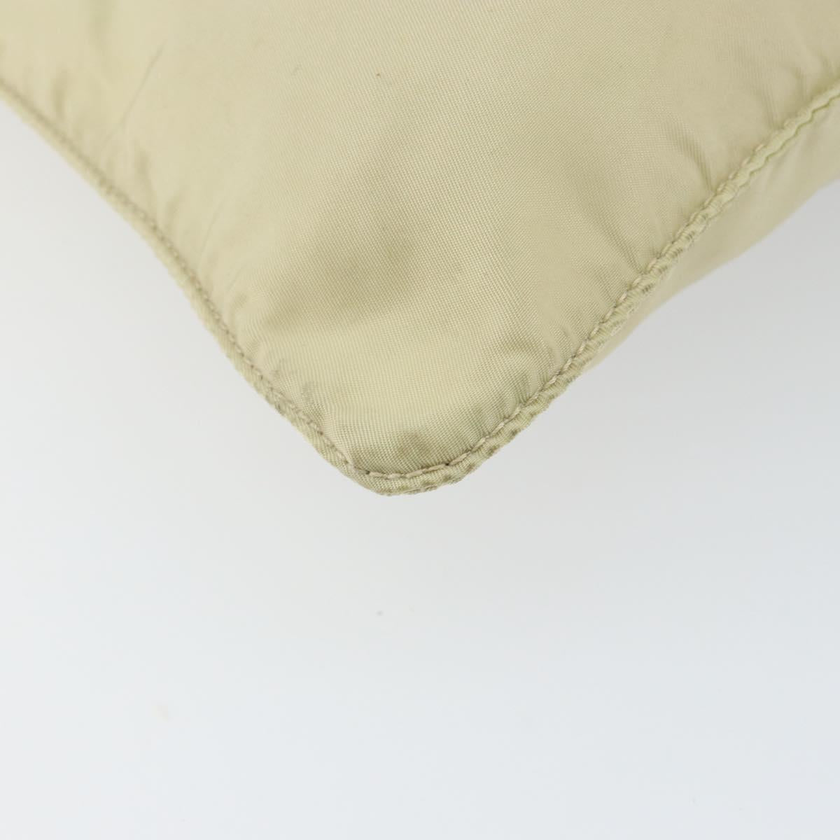 PRADA Shoulder Bag Nylon Ivory Silver Auth ar13843