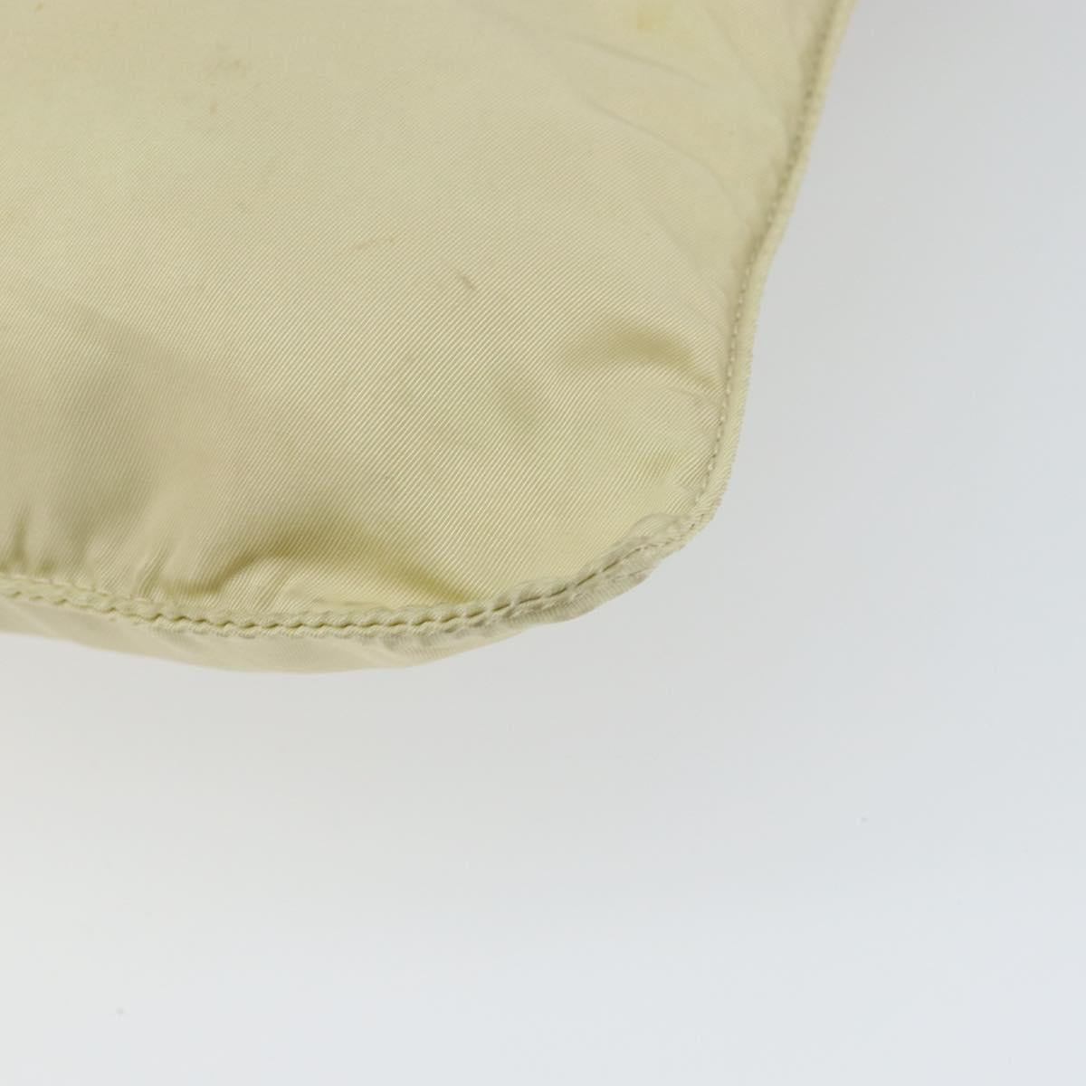 PRADA Shoulder Bag Nylon Ivory Silver Auth ar13843