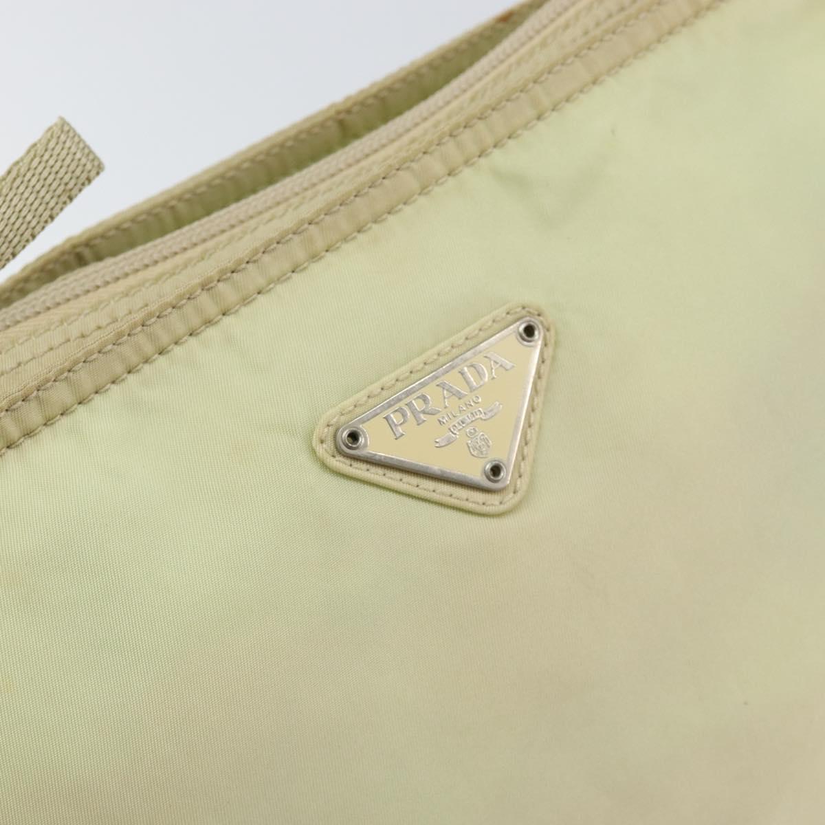 PRADA Shoulder Bag Nylon Ivory Silver Auth ar13843