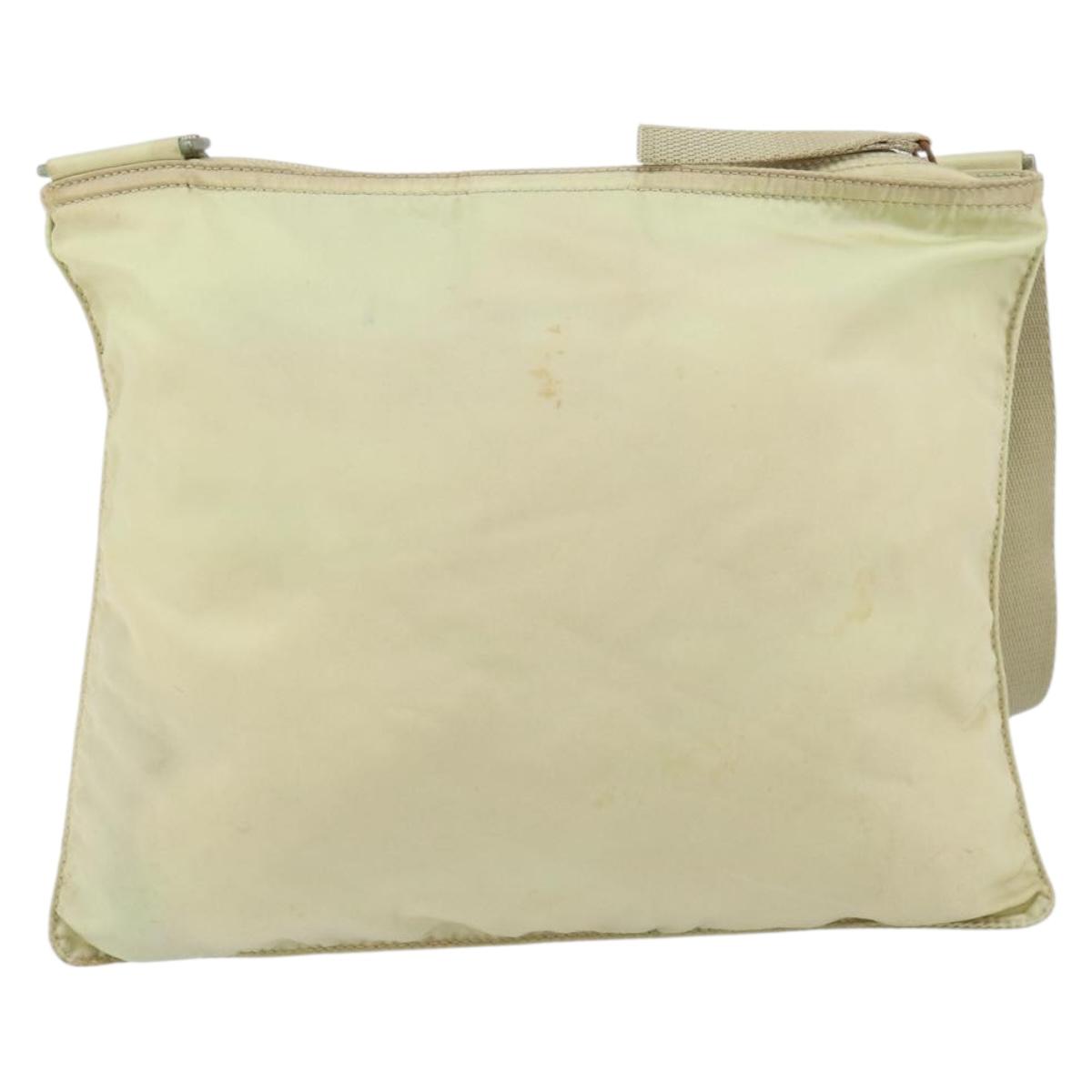 PRADA Shoulder Bag Nylon Ivory Silver Auth ar13843