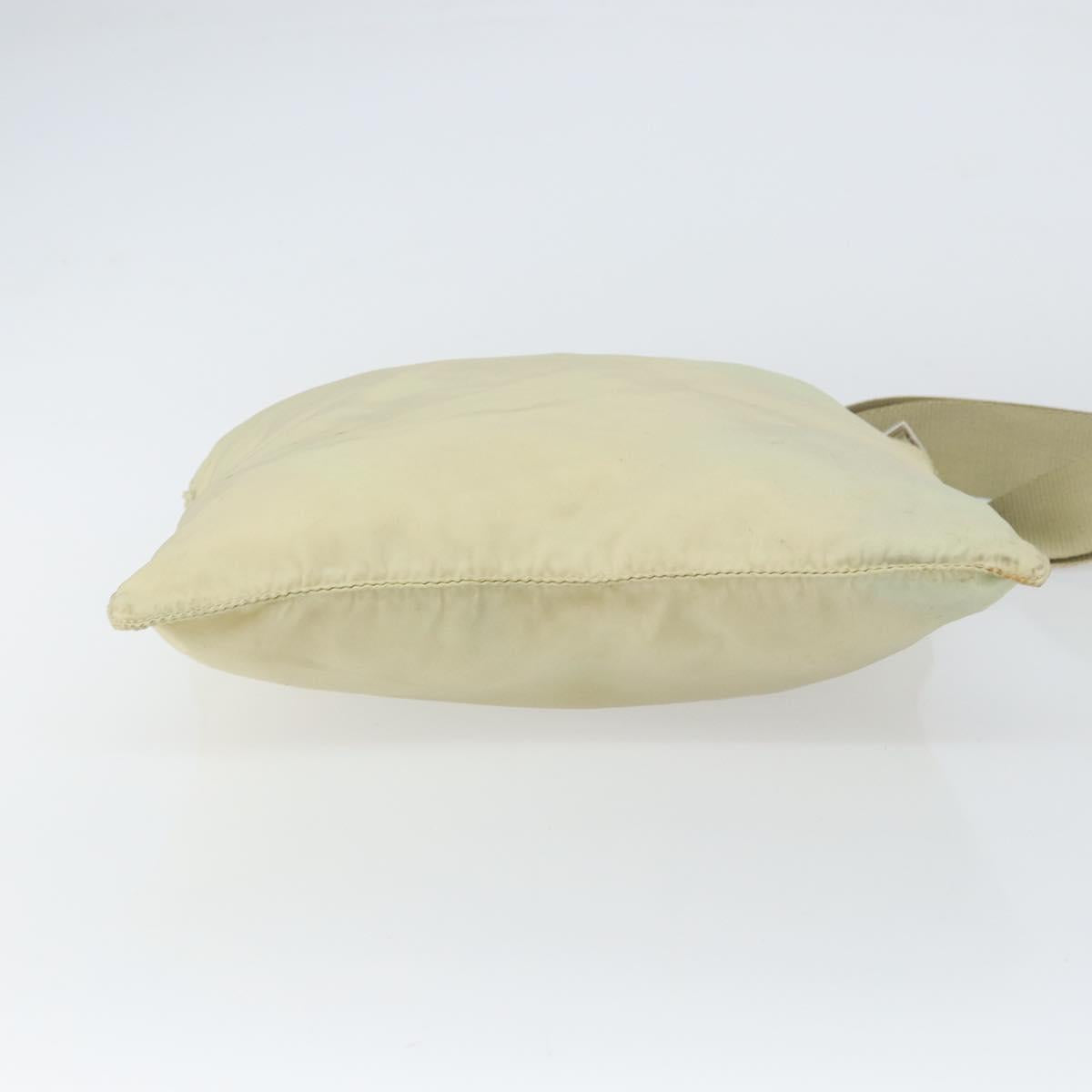 PRADA Shoulder Bag Nylon Ivory Silver Auth ar13843