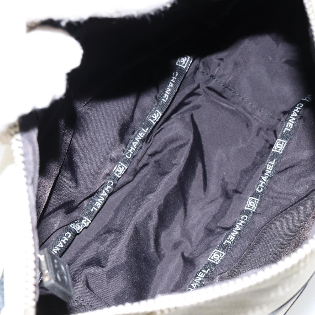 CHANEL Sports COCO Mark Shoulder Bag Canvas Beige Silver CC Auth ar13844