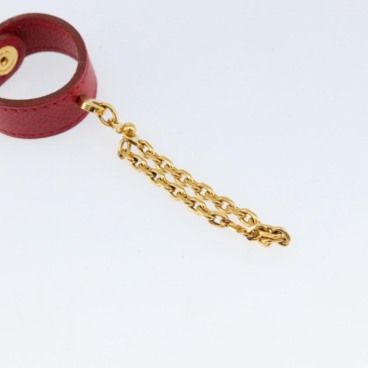 HERMES Glove Holder Charm Leather Red Gold Auth ar13845