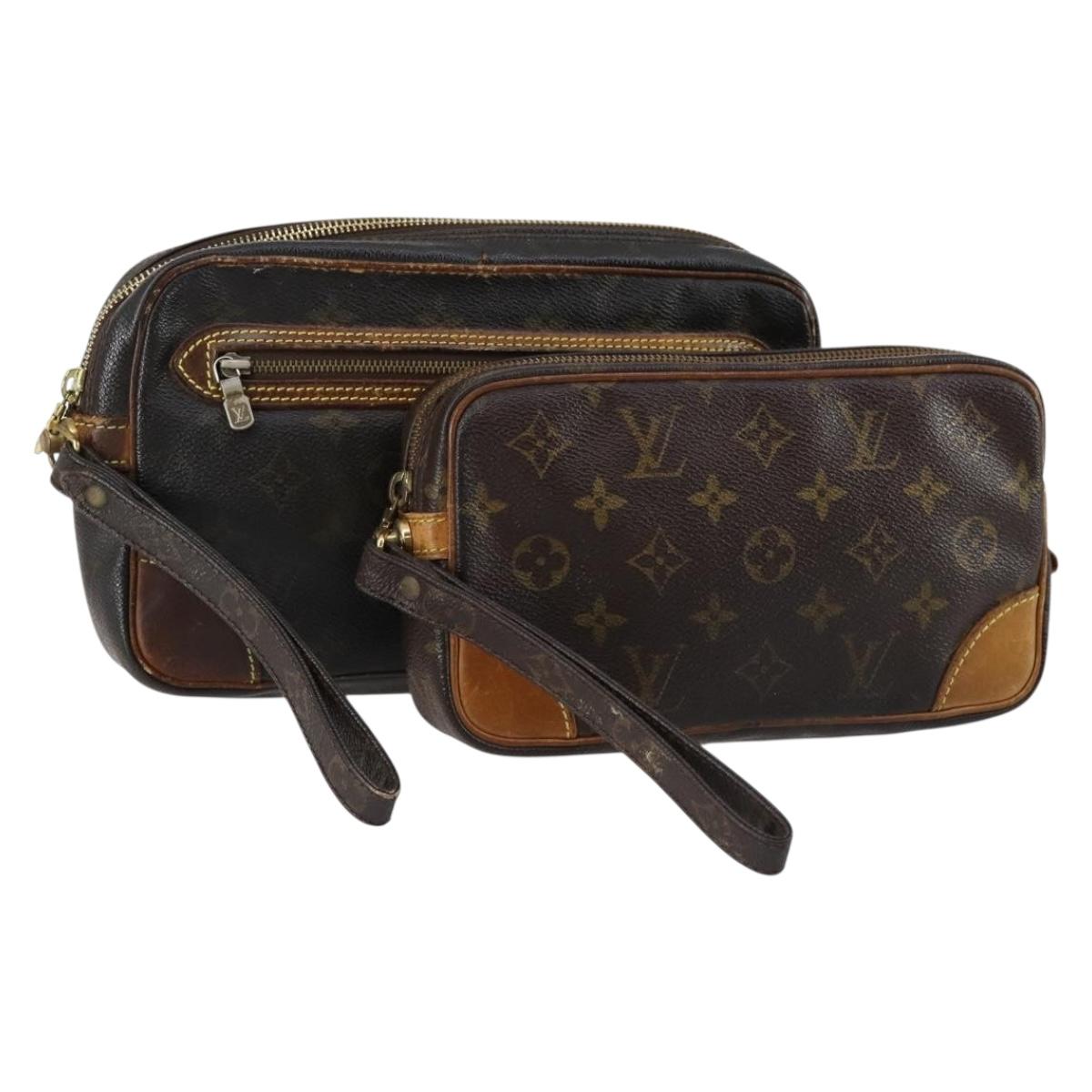 LOUIS VUITTON Monogram Clutch Bag 2 Set LV Auth ar13852