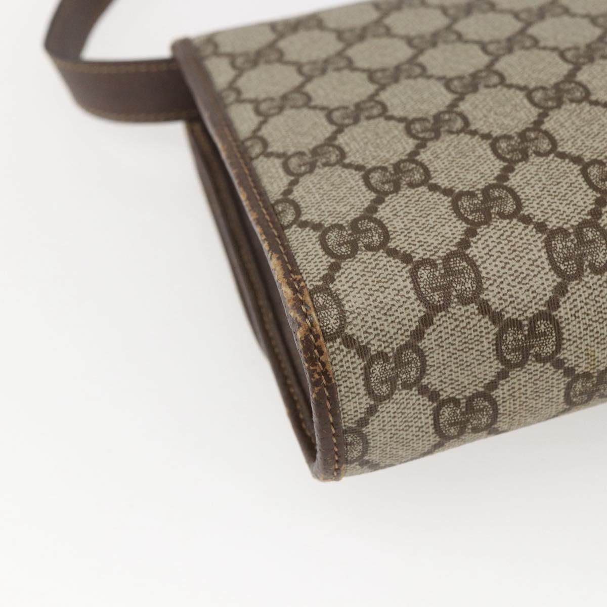 GUCCI GG Supreme Shoulder Bag PVC Beige Gold Auth ar13859