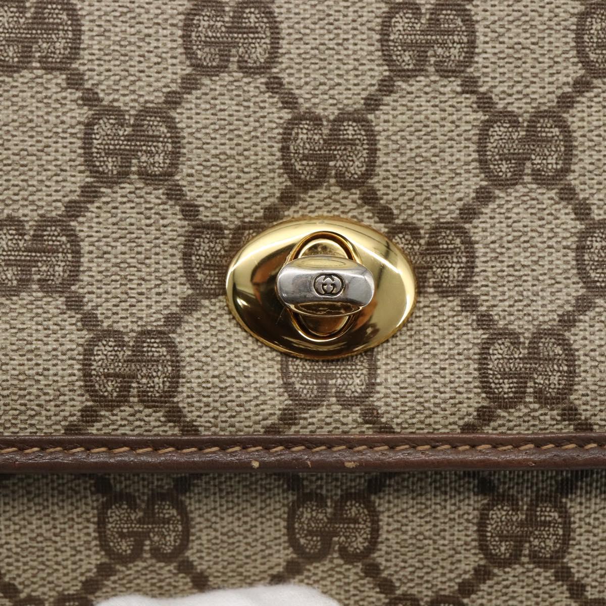 GUCCI GG Supreme Shoulder Bag PVC Beige Gold Auth ar13859