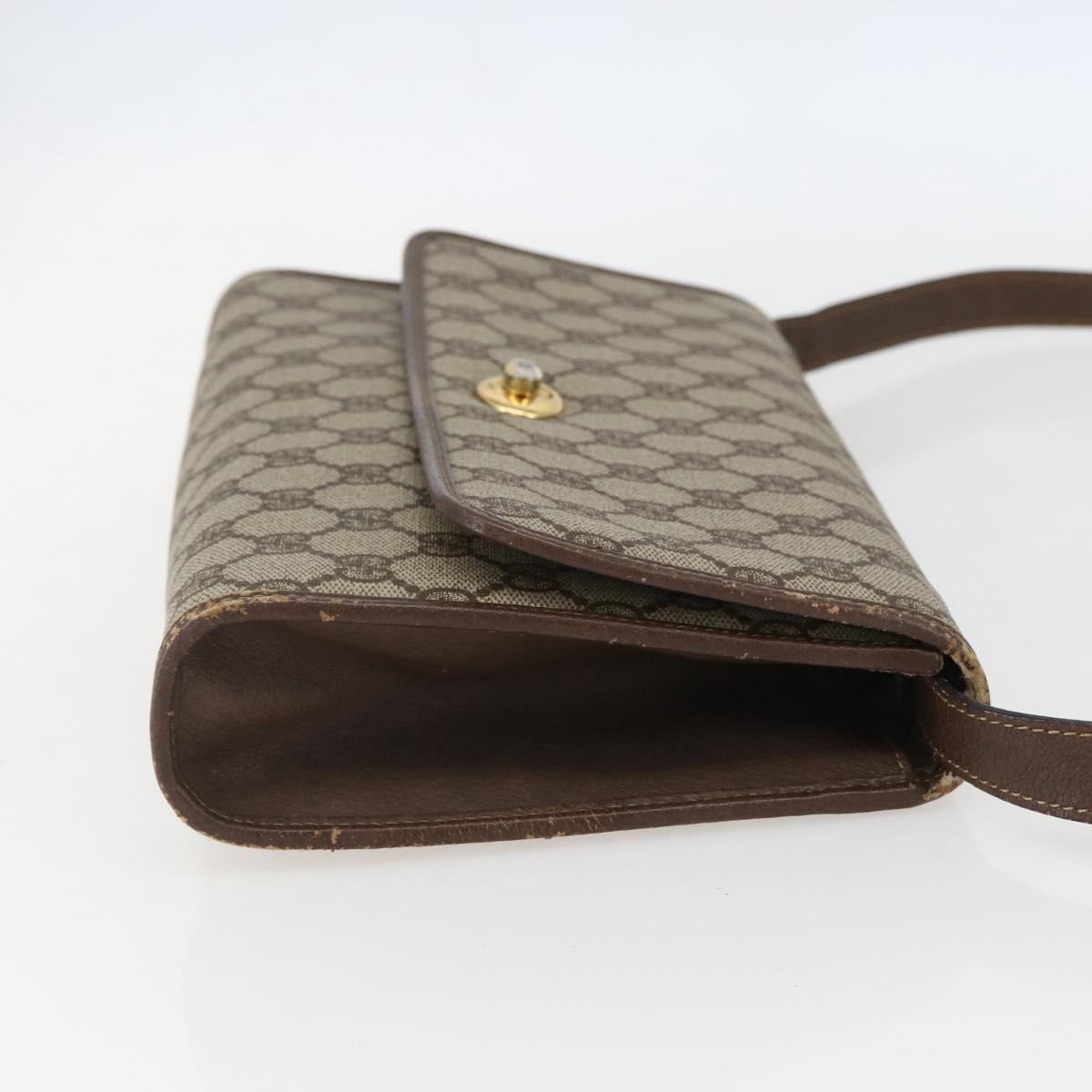 GUCCI GG Supreme Shoulder Bag PVC Beige Gold Auth ar13859