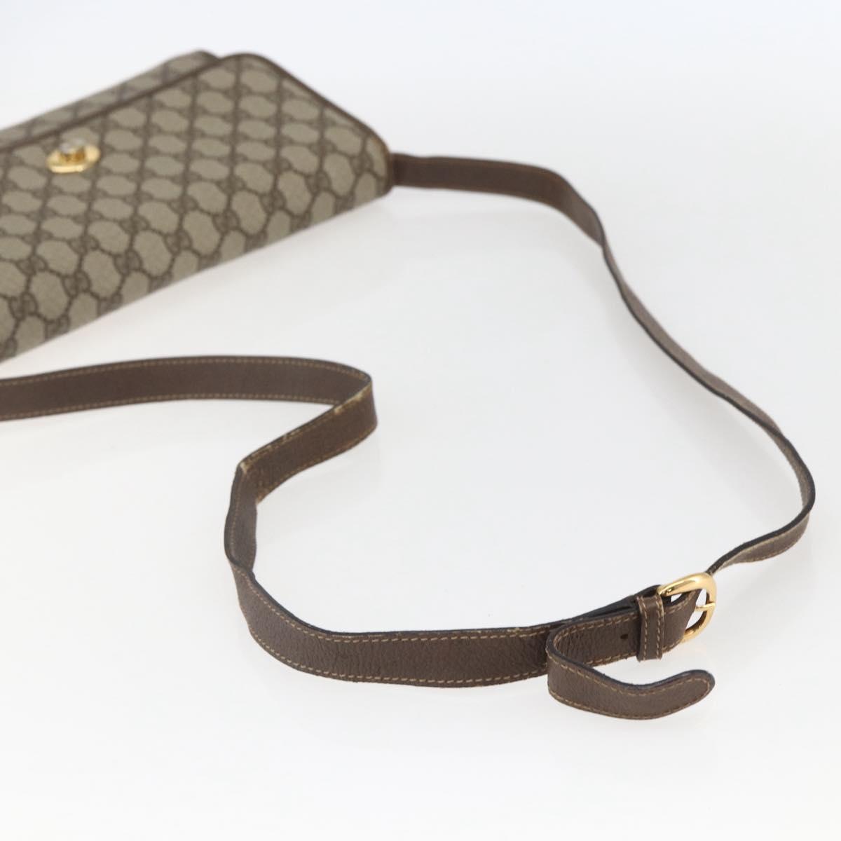 GUCCI GG Supreme Shoulder Bag PVC Beige Gold Auth ar13859