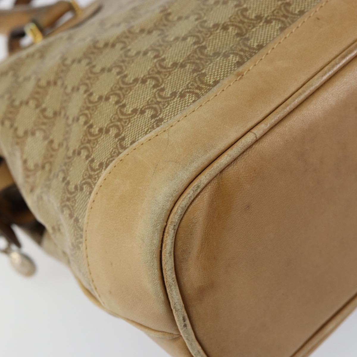 CELINE Macadam Canvas Hand Bag PVC Beige Auth ar13860