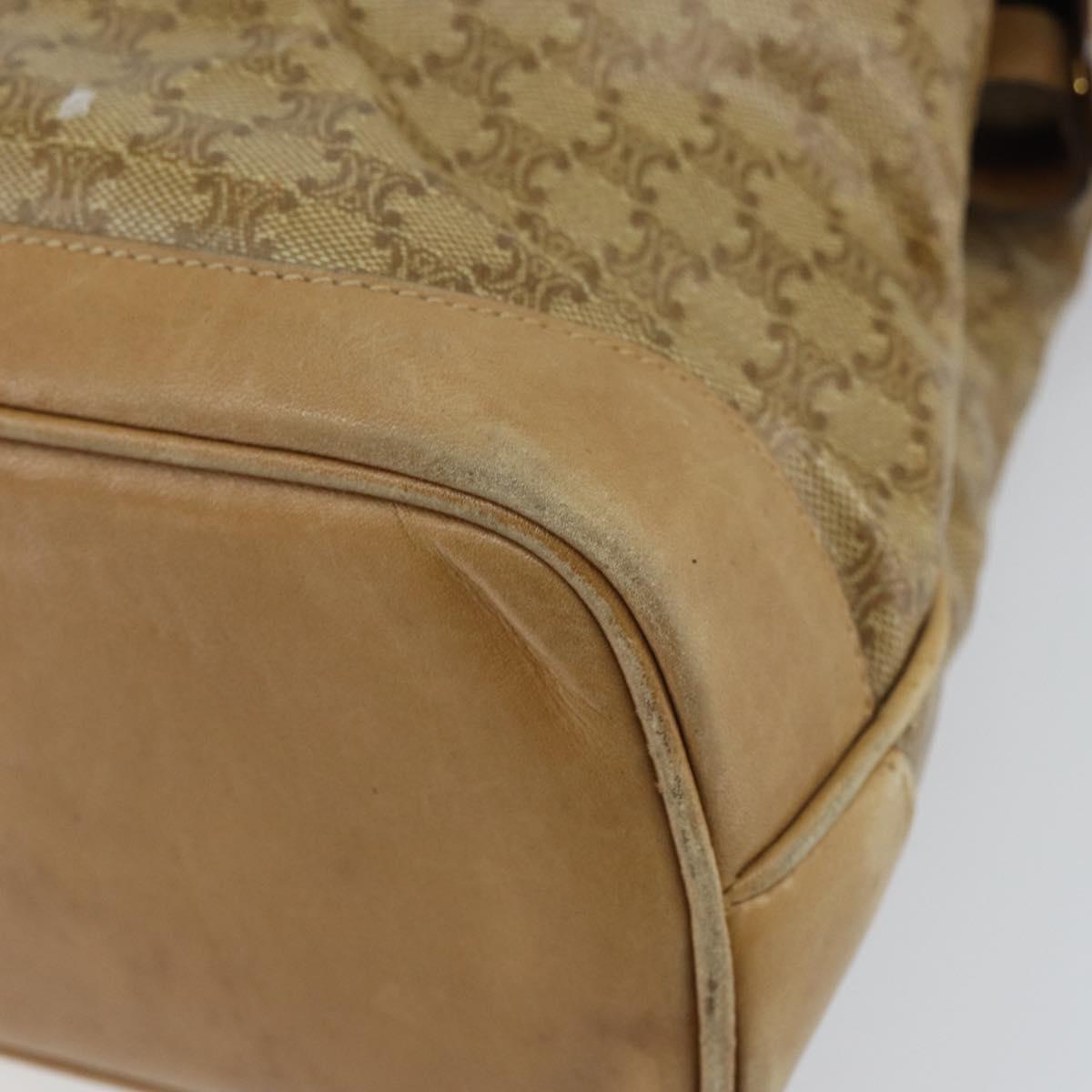 CELINE Macadam Canvas Hand Bag PVC Beige Auth ar13860