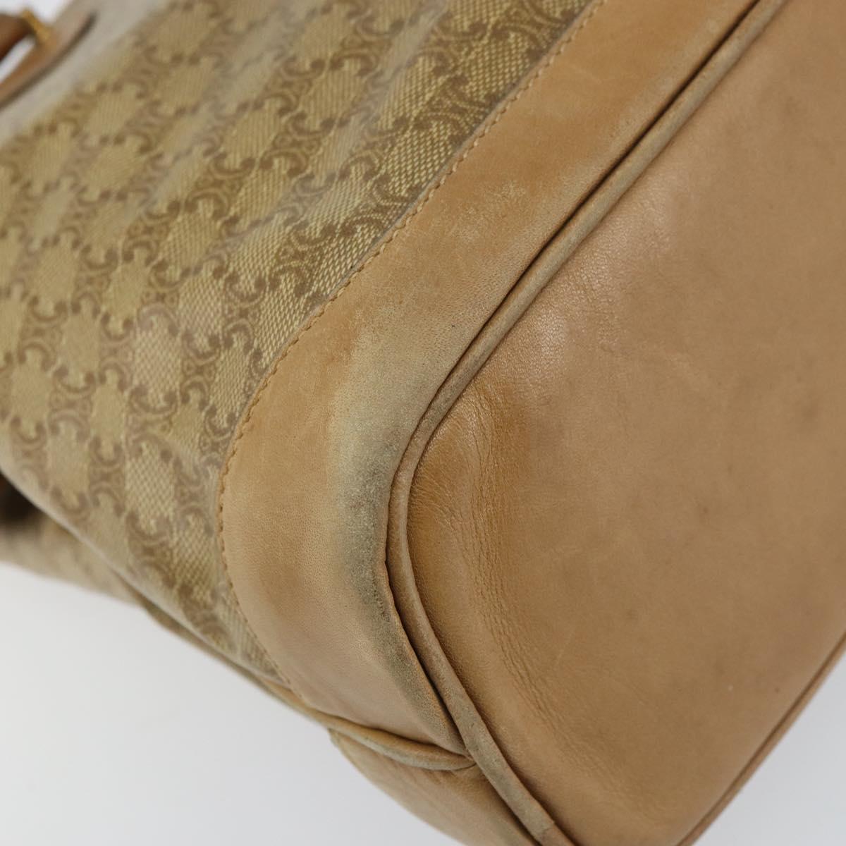 CELINE Macadam Canvas Hand Bag PVC Beige Auth ar13860