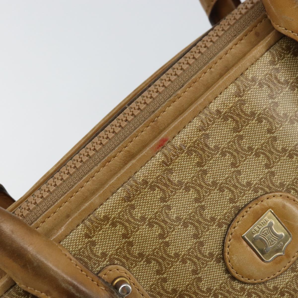 CELINE Macadam Canvas Hand Bag PVC Beige Auth ar13860