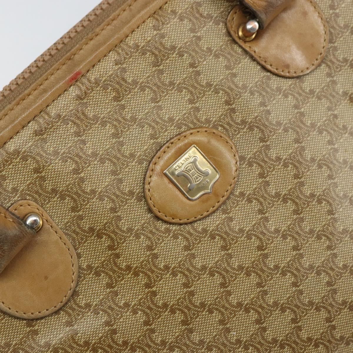 CELINE Macadam Canvas Hand Bag PVC Beige Auth ar13860
