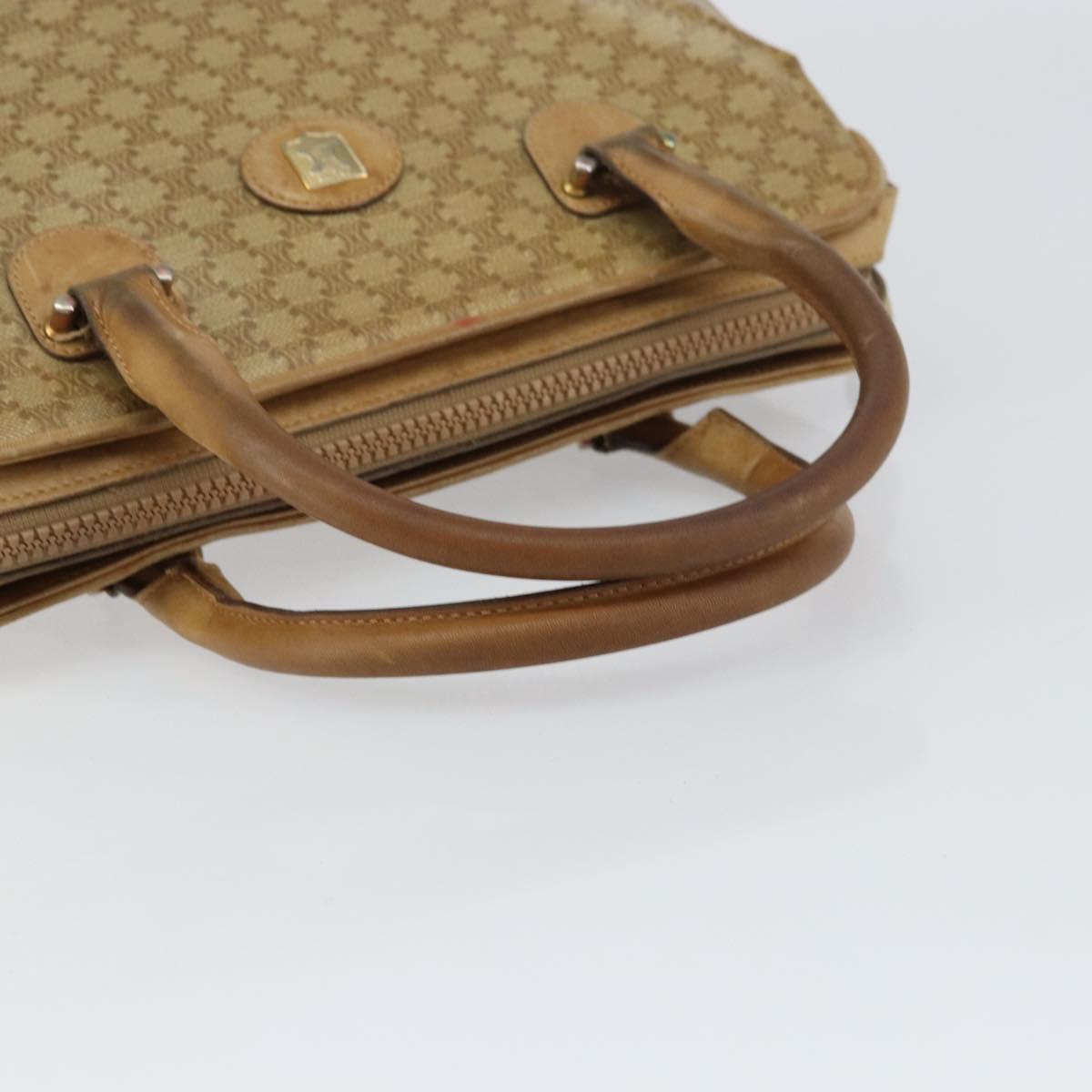 CELINE Macadam Canvas Hand Bag PVC Beige Auth ar13860
