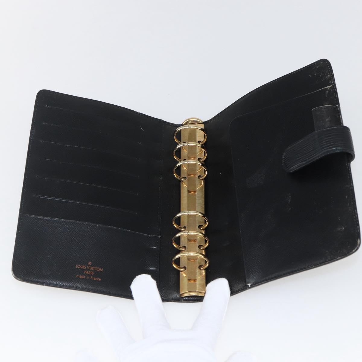 LOUIS VUITTON Epi Agenda MM Day Planner Cover Black R20042 LV Auth ar13887