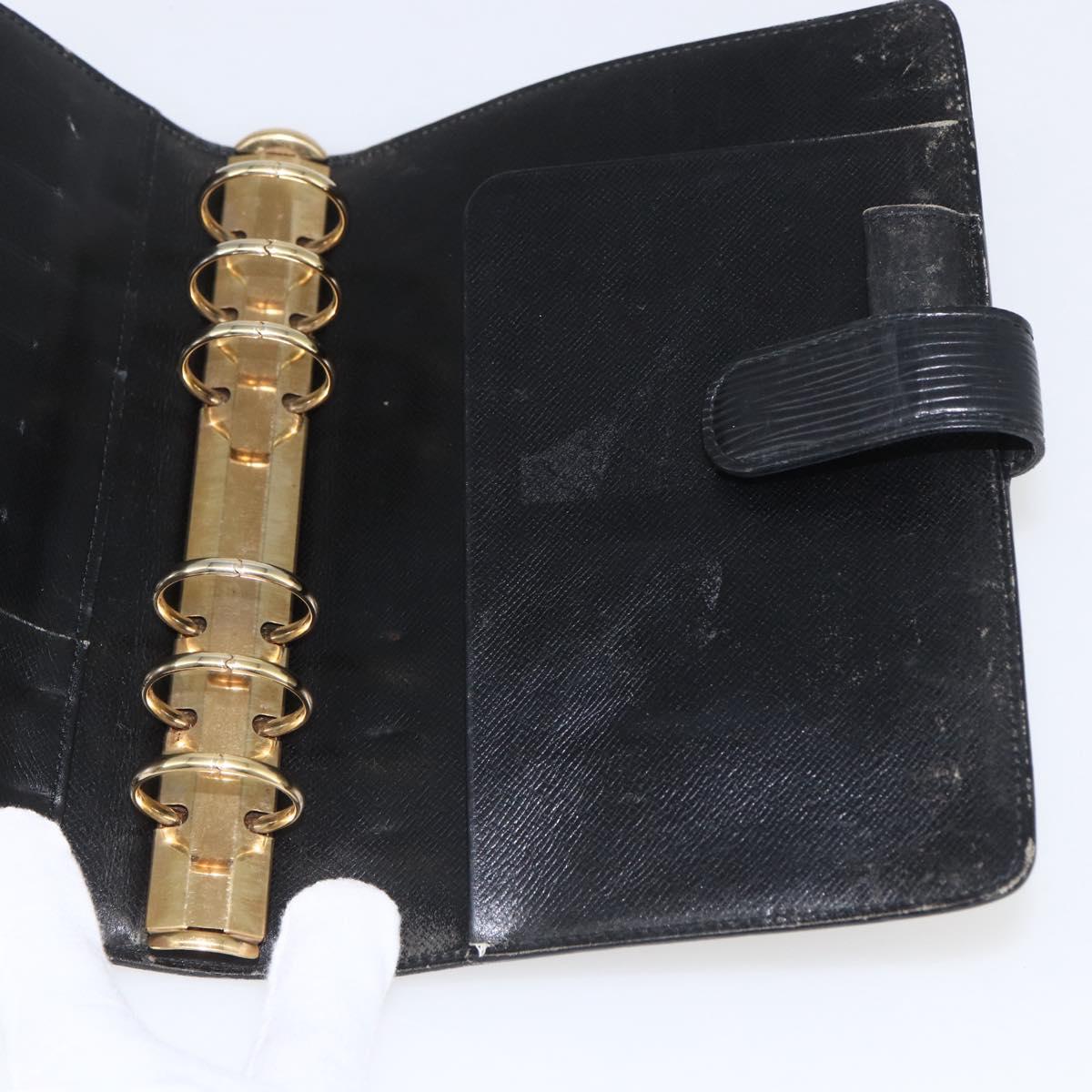 LOUIS VUITTON Epi Agenda MM Day Planner Cover Black R20042 LV Auth ar13887