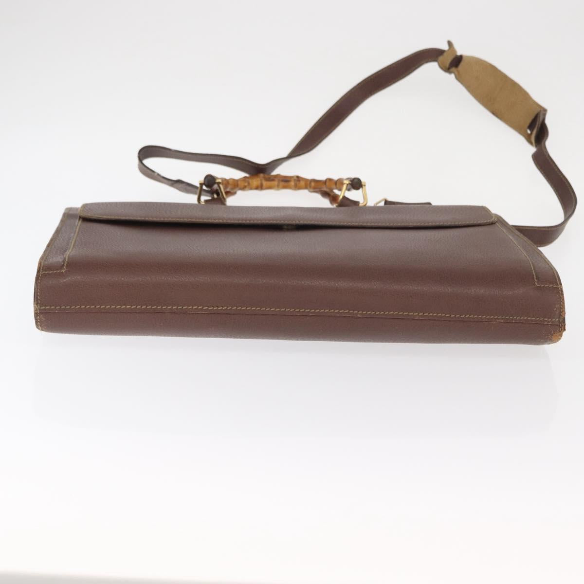 GUCCI Bamboo Business Bag Leather 2way Brown 015 1521 3675 Auth ar13889