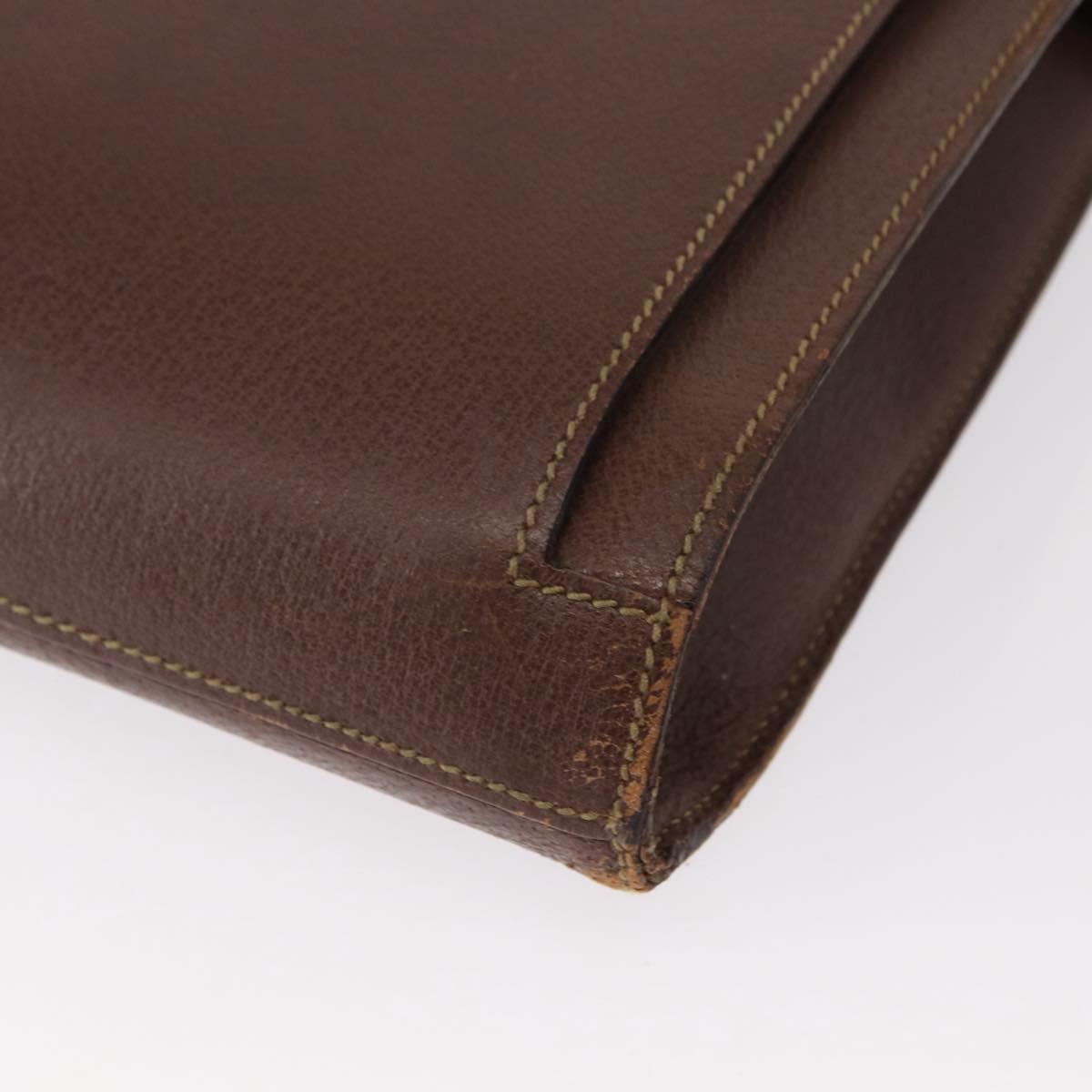 GUCCI Bamboo Business Bag Leather 2way Brown 015 1521 3675 Auth ar13889