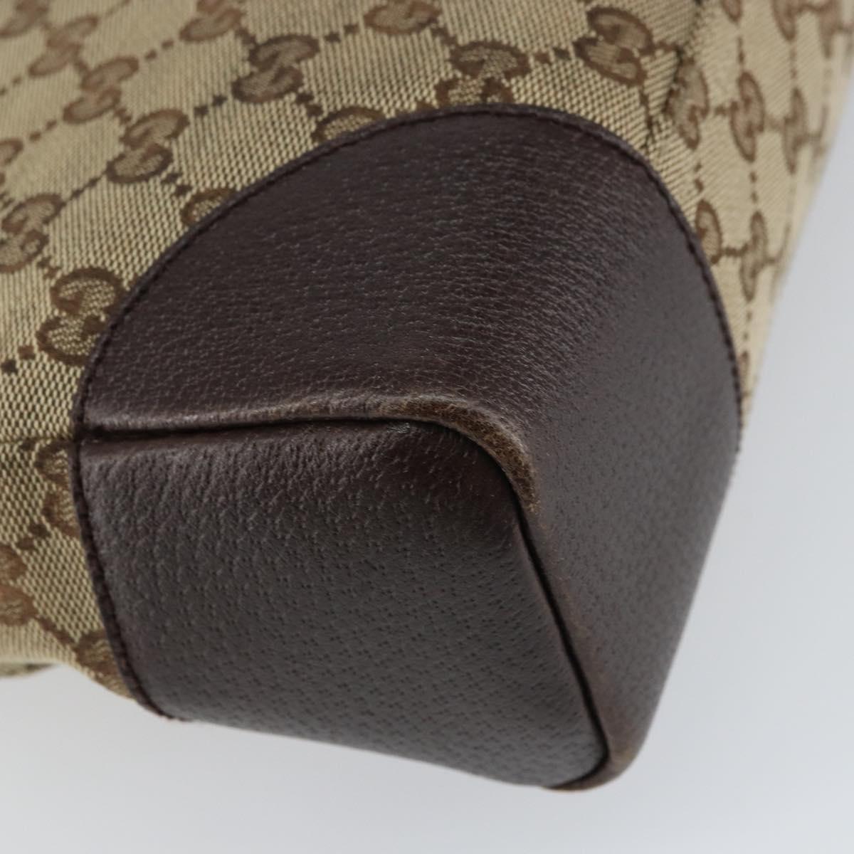GUCCI GG Canvas Shoulder Bag Beige Silver 114273 Auth ar13891