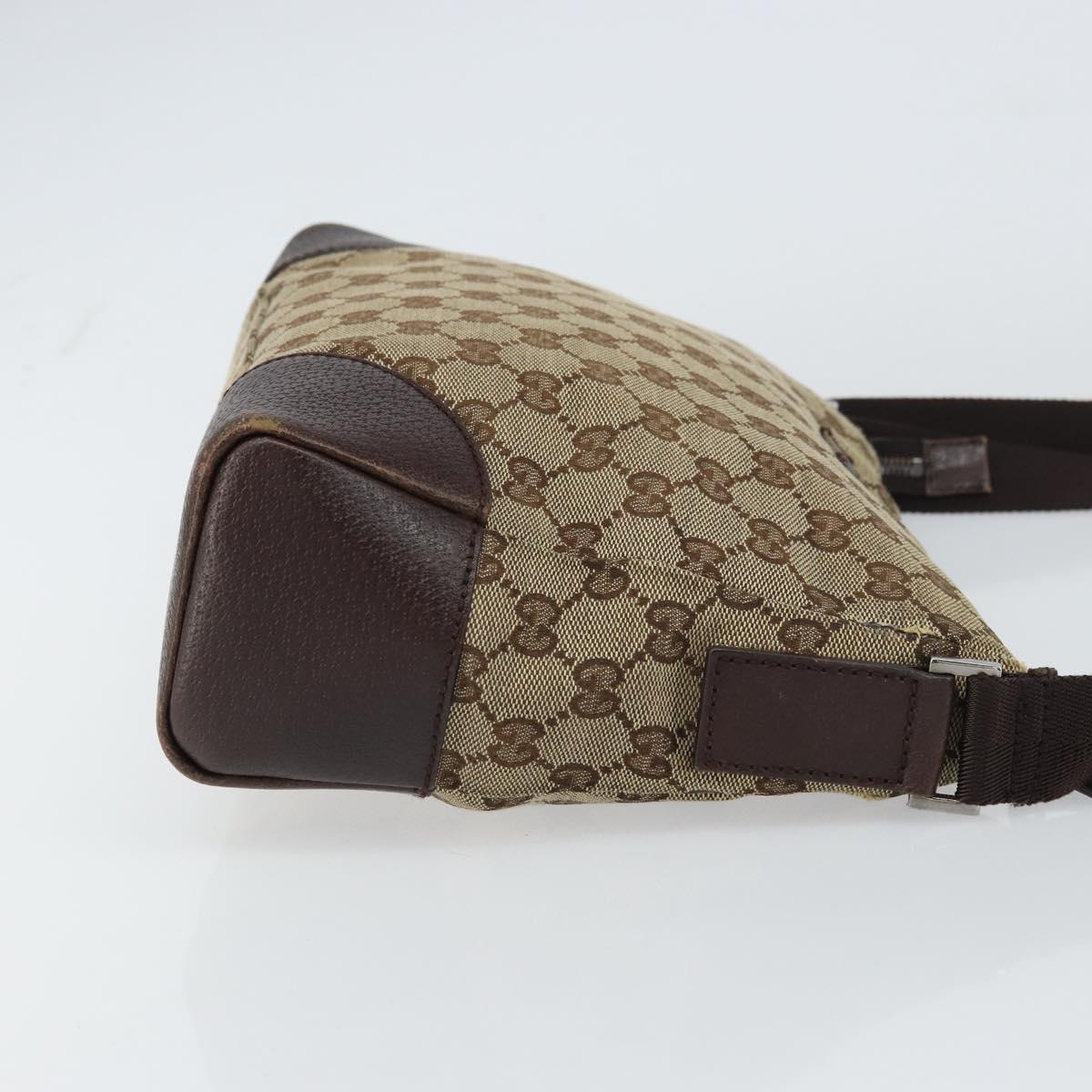 GUCCI GG Canvas Shoulder Bag Beige Silver 114273 Auth ar13891