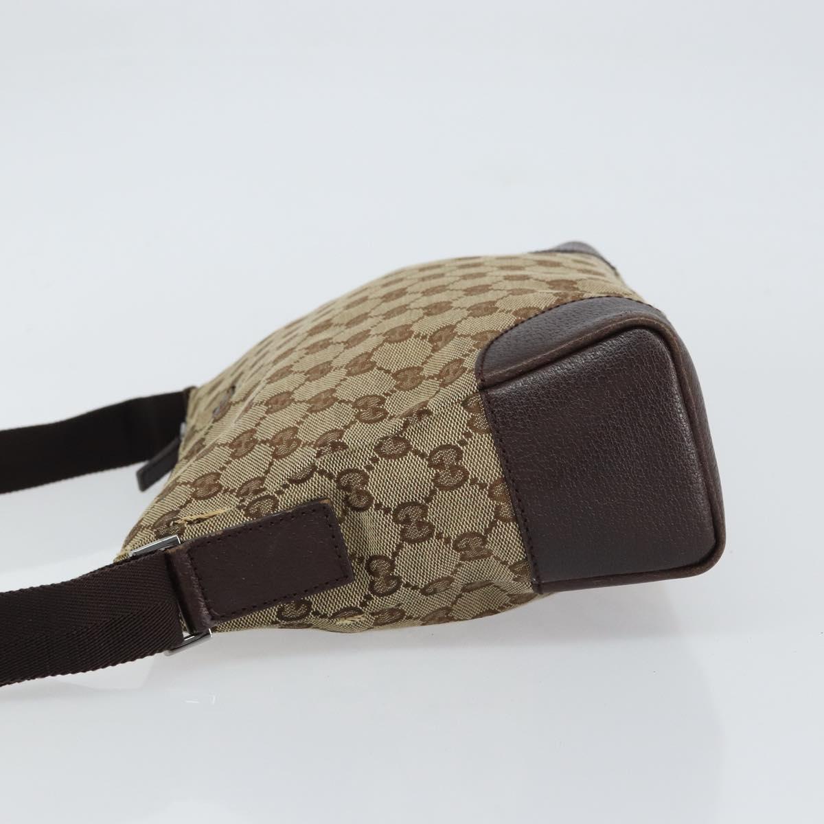GUCCI GG Canvas Shoulder Bag Beige Silver 114273 Auth ar13891