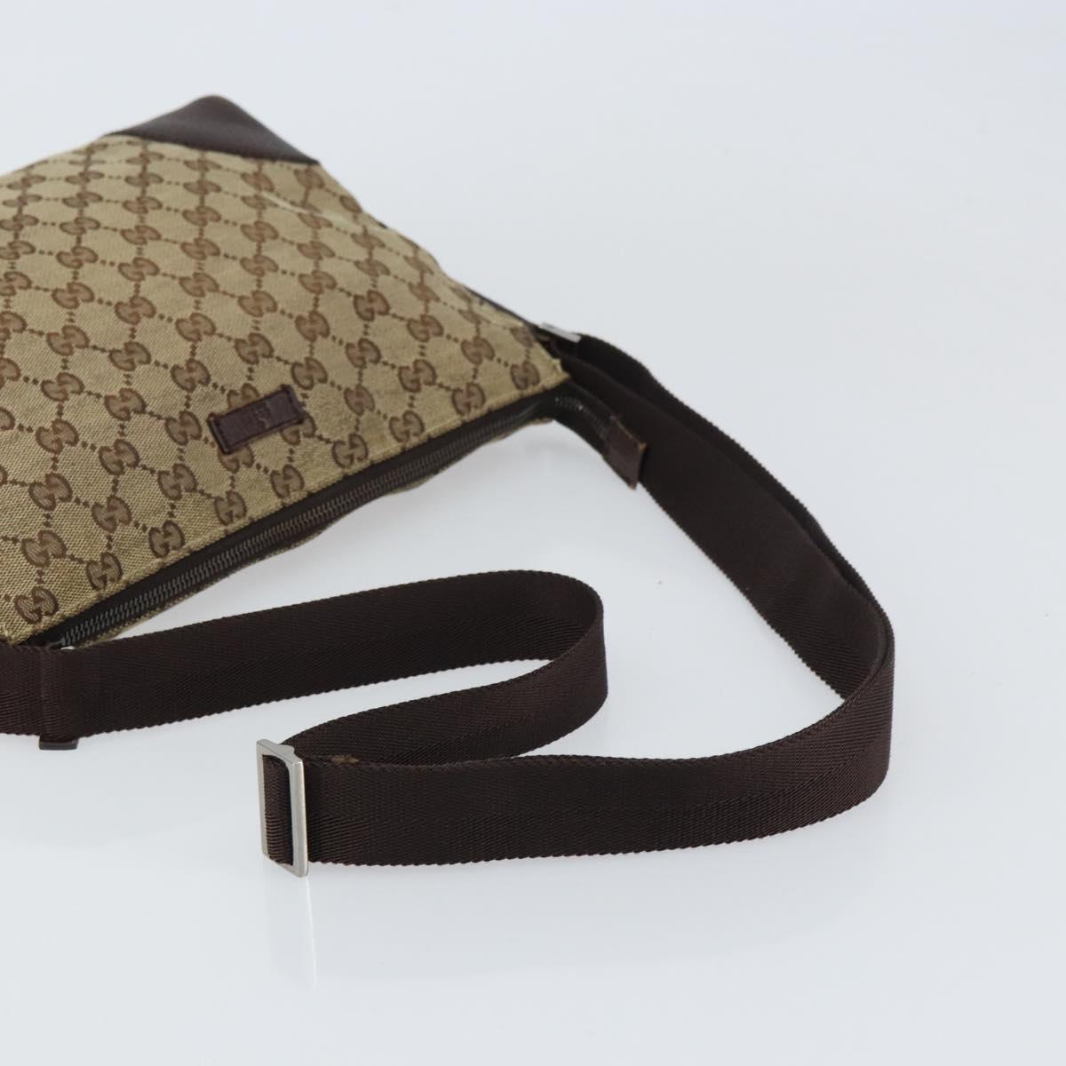 GUCCI GG Canvas Shoulder Bag Beige Silver 114273 Auth ar13891