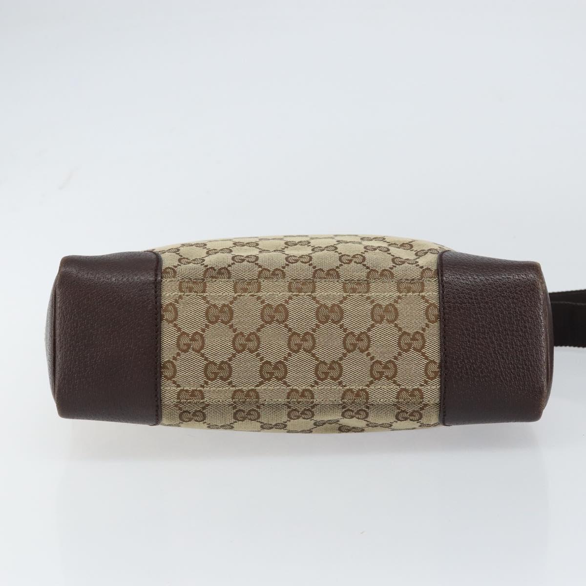 GUCCI GG Canvas Shoulder Bag Beige Silver 114273 Auth ar13891