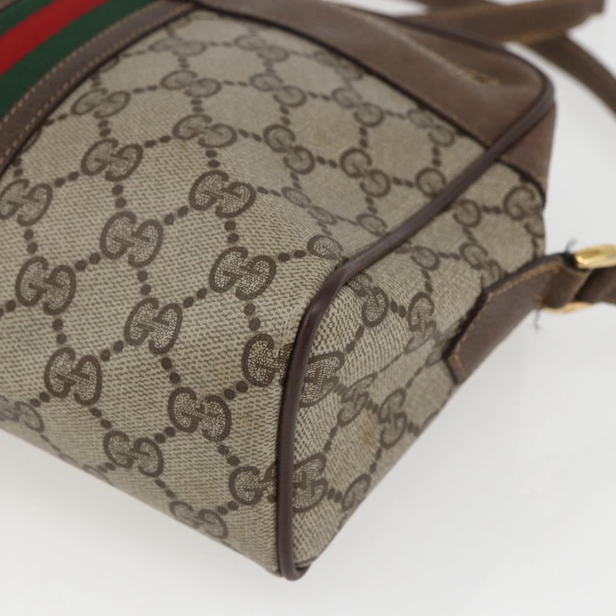 GUCCI GG Supreme Web Sherry Line Bag PVC Beige Gold 00 156 0852 Auth ar13892