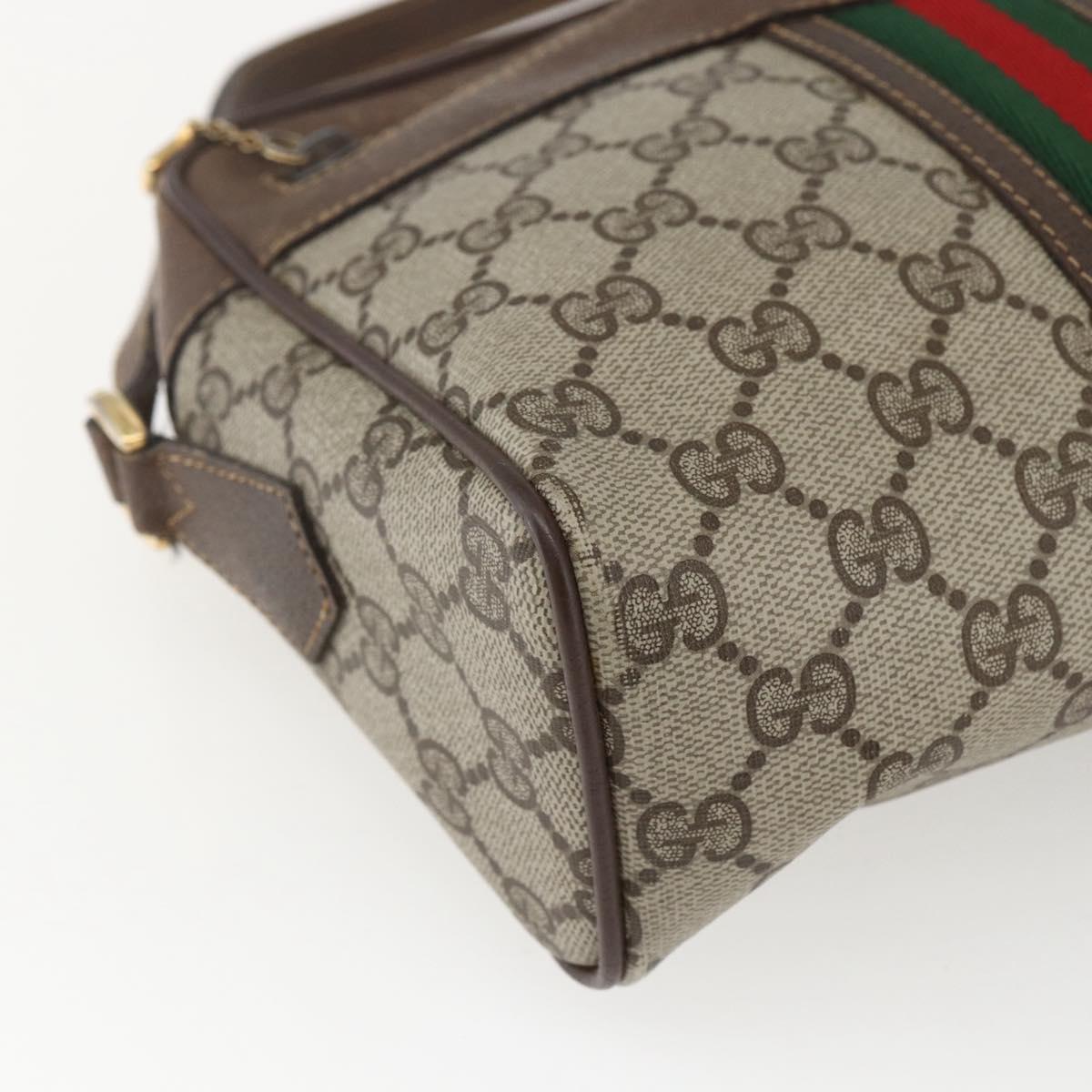 GUCCI GG Supreme Web Sherry Line Bag PVC Beige Gold 00 156 0852 Auth ar13892