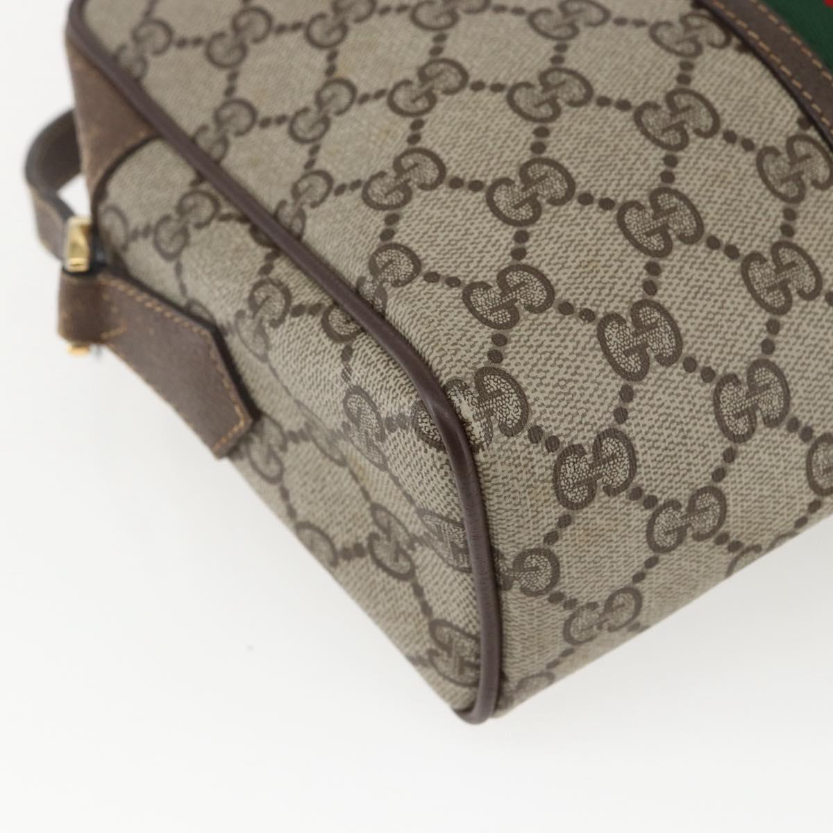 GUCCI GG Supreme Web Sherry Line Bag PVC Beige Gold 00 156 0852 Auth ar13892