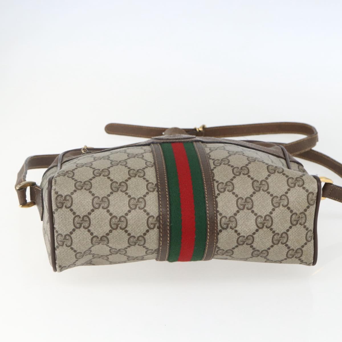 GUCCI GG Supreme Web Sherry Line Bag PVC Beige Gold 00 156 0852 Auth ar13892
