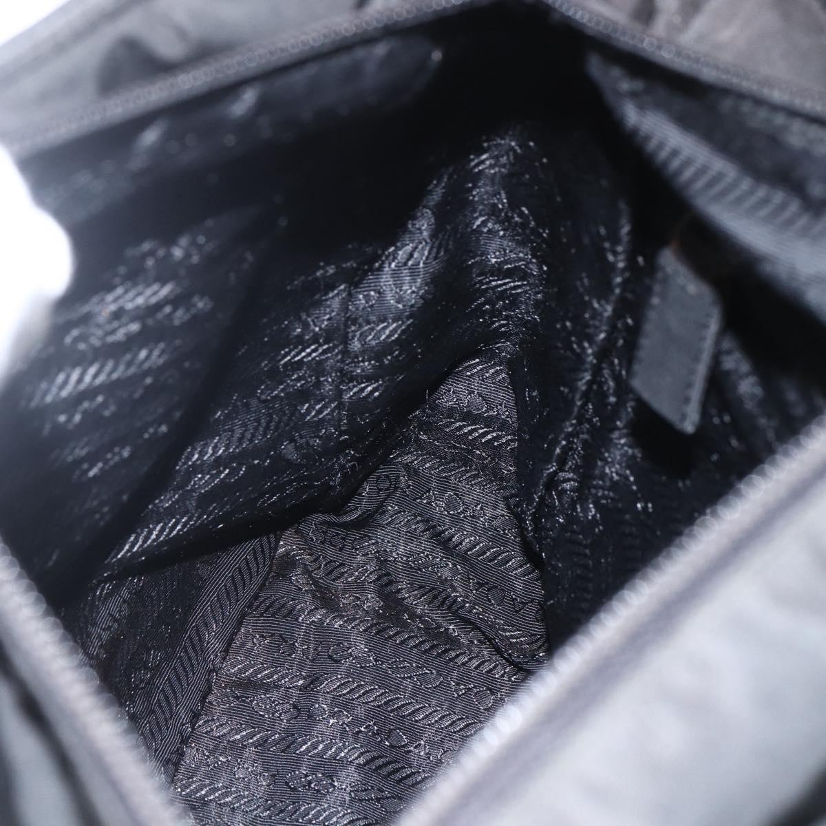 PRADA Hand Bag Nylon Black Silver Auth ar13894